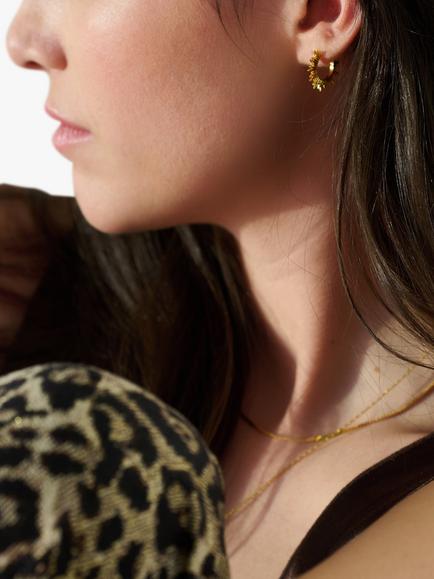 Rachel Jackson London Electric Goddess Mini Huggie Hoop Earrings, Gold - view 2, Gold