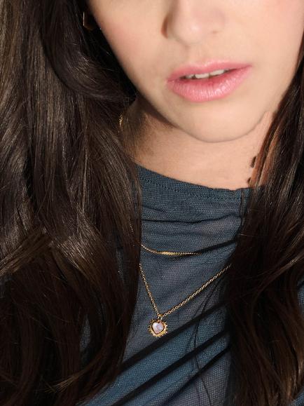 Rachel Jackson London Personalised Electric Love Birthstone Heart Necklace - view 2, Moonstone - June
