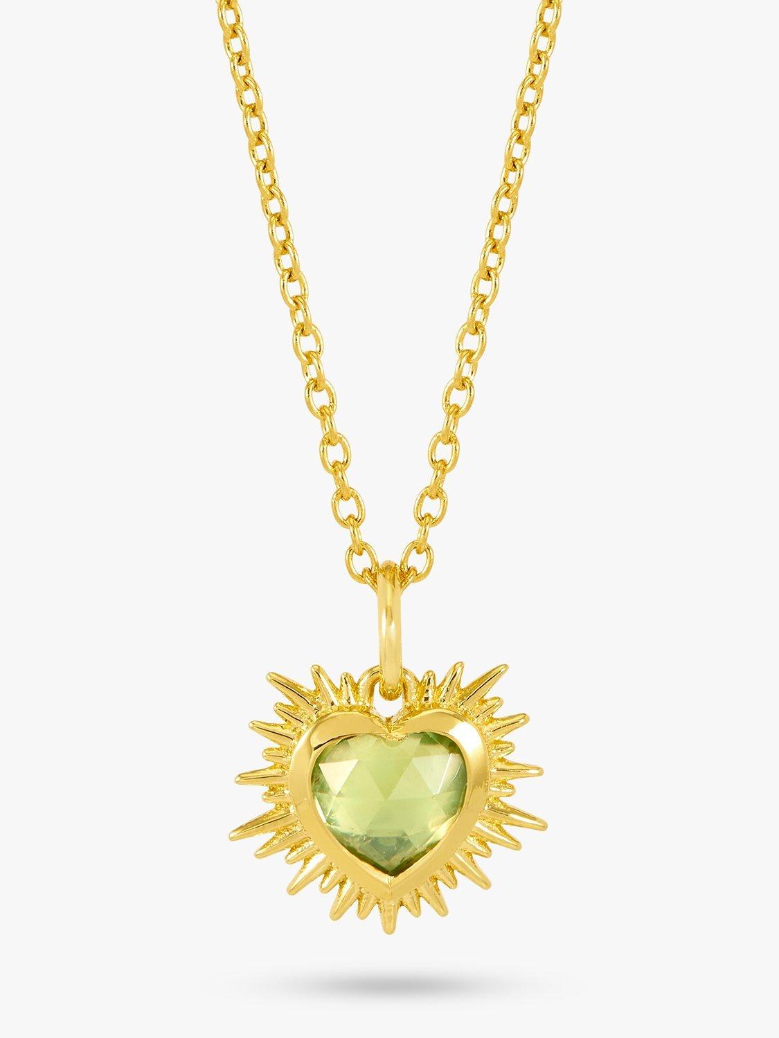 Product image 1 of 4, which shows Rachel Jackson London Personalised Electric Love Birthstone Heart Necklace, Peridot - August