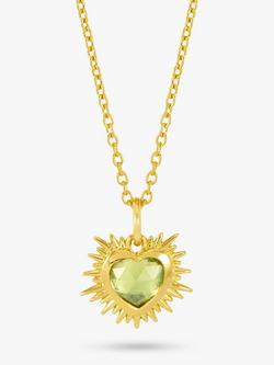Rachel Jackson London Personalised Electric Love Birthstone Heart Necklace, Peridot - August