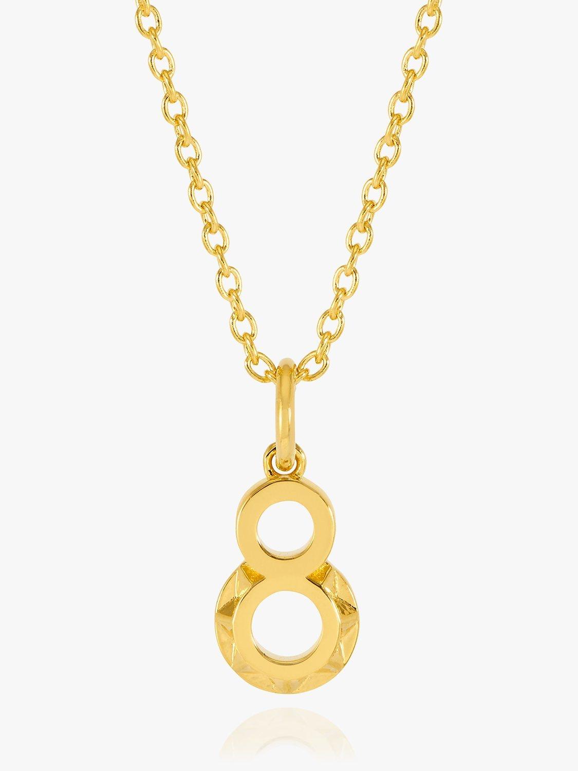 Rachel Jackson London Art Deco Symbolic Number Necklace, Gold, 8
