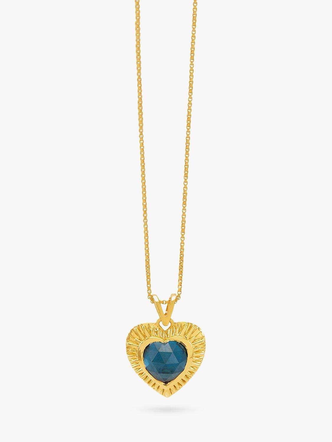 Rachel Jackson London Personalised Electric Love Heart Necklace, Gold/Topaz