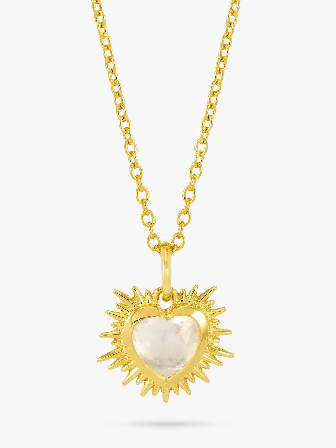 Product image 1 of 4, which shows Rachel Jackson London Personalised Electric Love Birthstone Heart Necklace, Rock Crystal - April