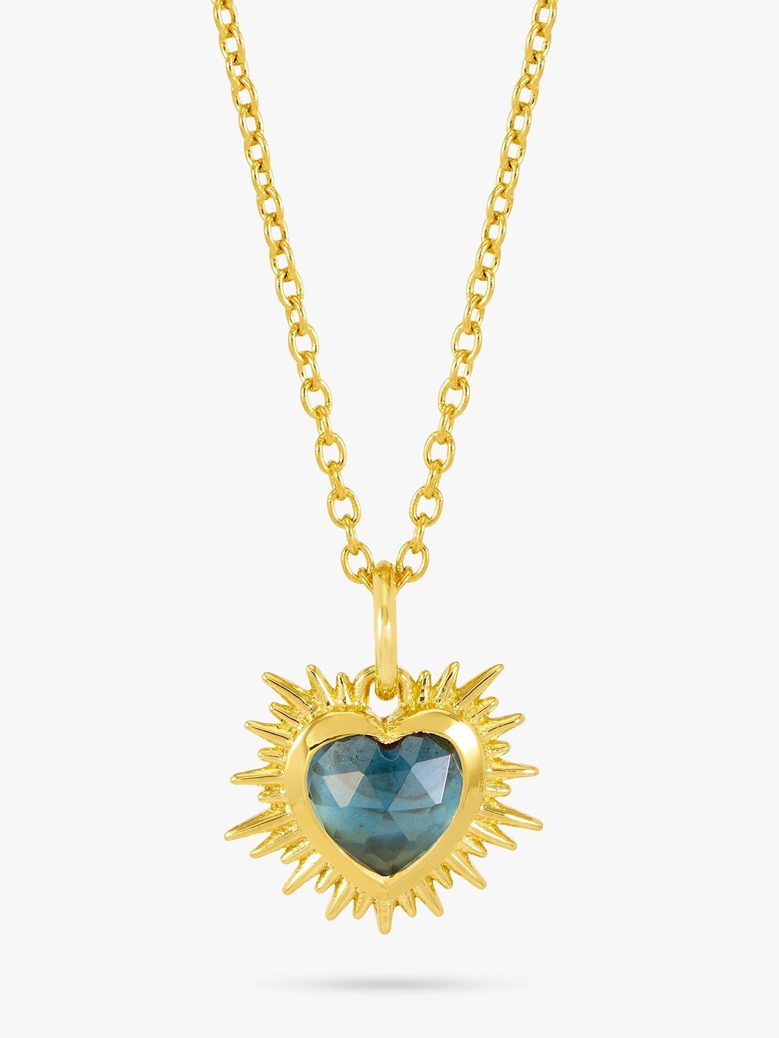 Product image 1 of 4, which shows Rachel Jackson London Personalised Electric Love Birthstone Heart Necklace, Blue Topaz - December