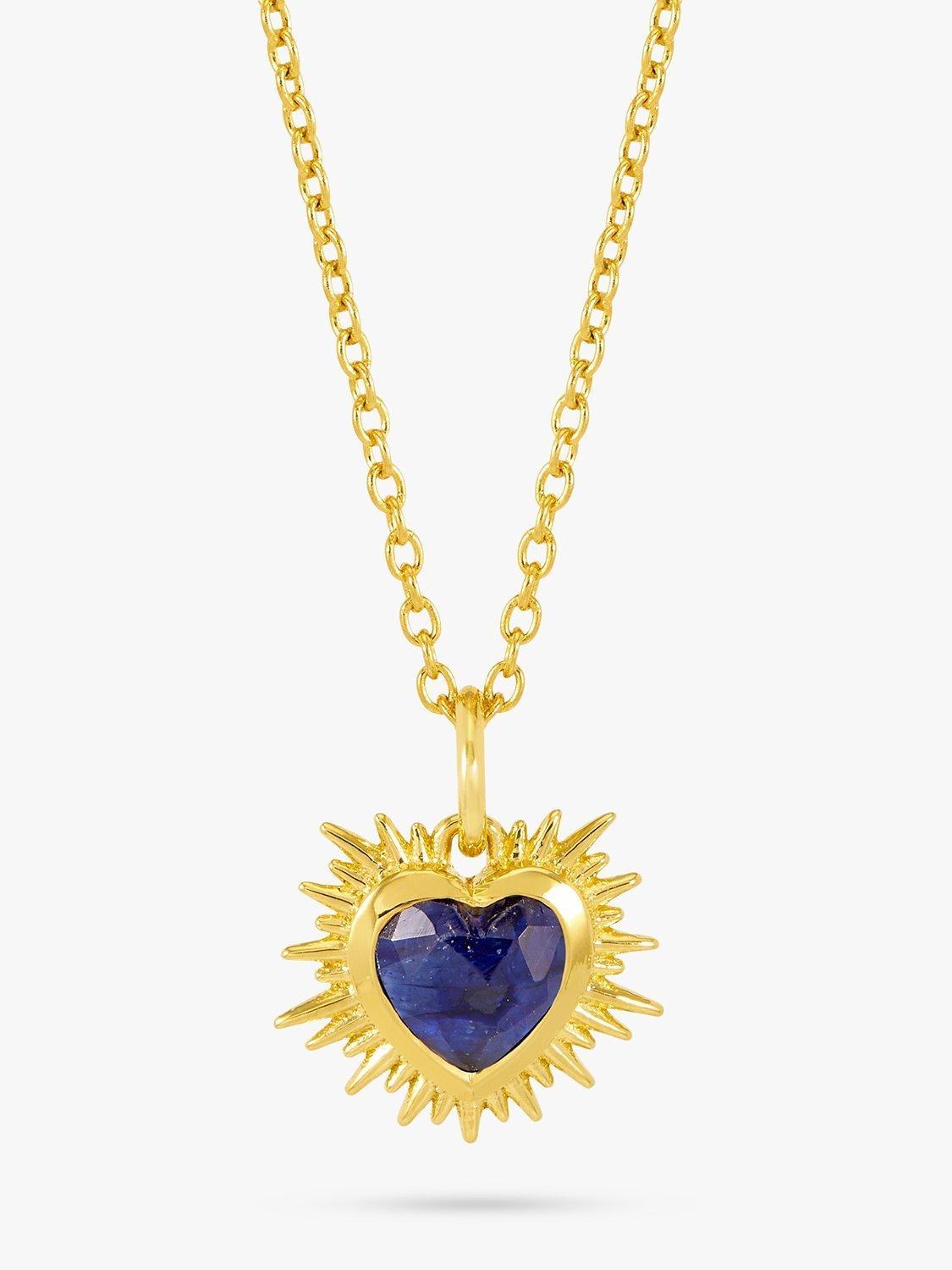 Product image 1 of 4, which shows Rachel Jackson London Personalised Electric Love Birthstone Heart Necklace, Sapphire - September
