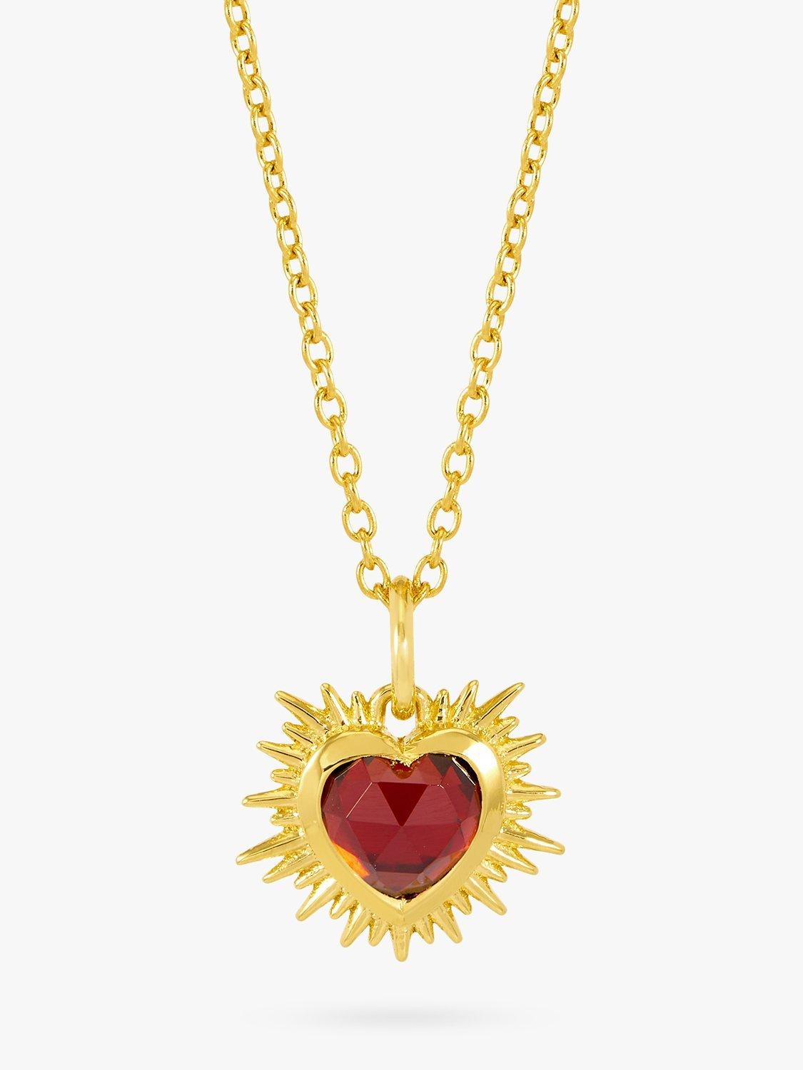Product image 1 of 4, which shows Rachel Jackson London Personalised Electric Love Birthstone Heart Necklace, Garnet - January