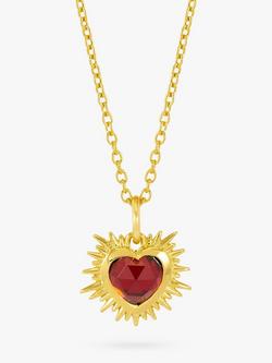 Rachel Jackson London Personalised Electric Love Birthstone Heart Necklace, Garnet - January