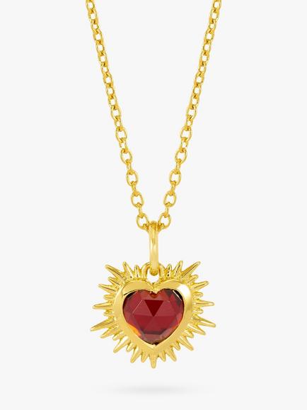 Rachel Jackson London Personalised Electric Love Birthstone Heart Necklace, Garnet - January