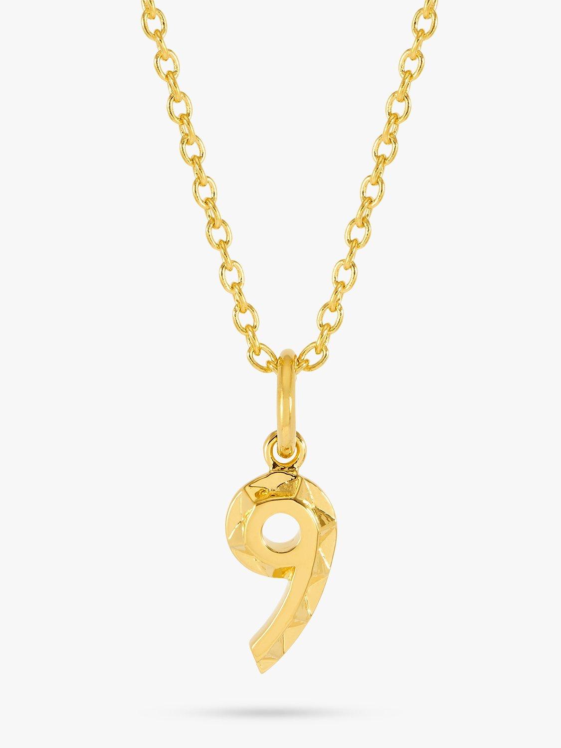 Rachel Jackson London Art Deco Symbolic Number Necklace, Gold, 9
