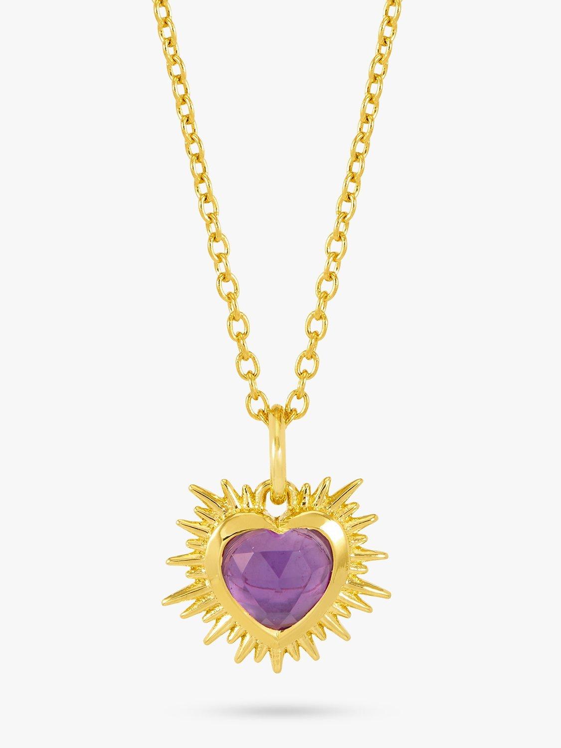 Product image 1 of 4, which shows Rachel Jackson London Personalised Electric Love Birthstone Heart Necklace, Amethyst - February