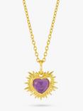 Rachel Jackson London Personalised Electric Love Birthstone Heart Necklace, Amethyst - February