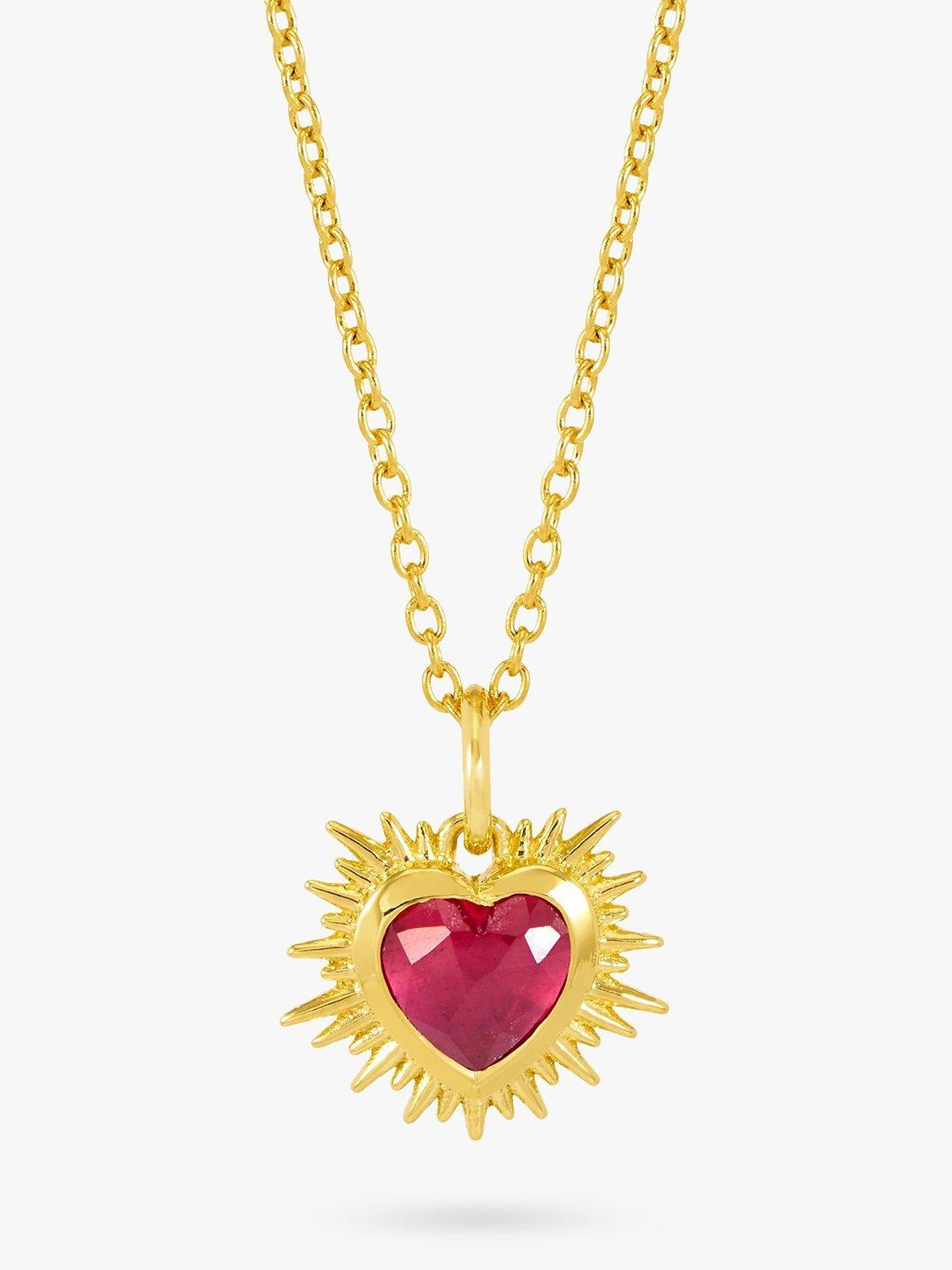 Product image 1 of 4, which shows Rachel Jackson London Personalised Electric Love Birthstone Heart Necklace, Ruby - July