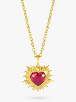 Rachel Jackson London Personalised Electric Love Birthstone Heart Necklace, Ruby - July