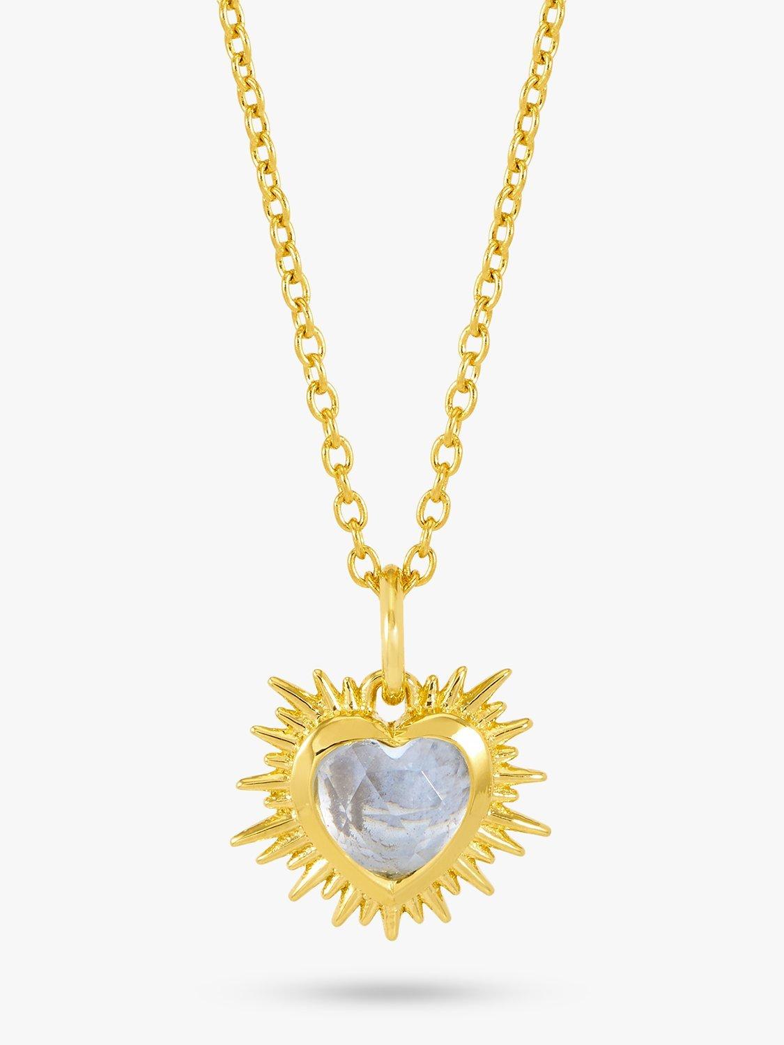 Product image 1 of 4, which shows Rachel Jackson London Personalised Electric Love Birthstone Heart Necklace, Sky Blue Topaz - March