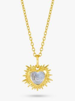 Rachel Jackson London Personalised Electric Love Birthstone Heart Necklace, Sky Blue Topaz - March