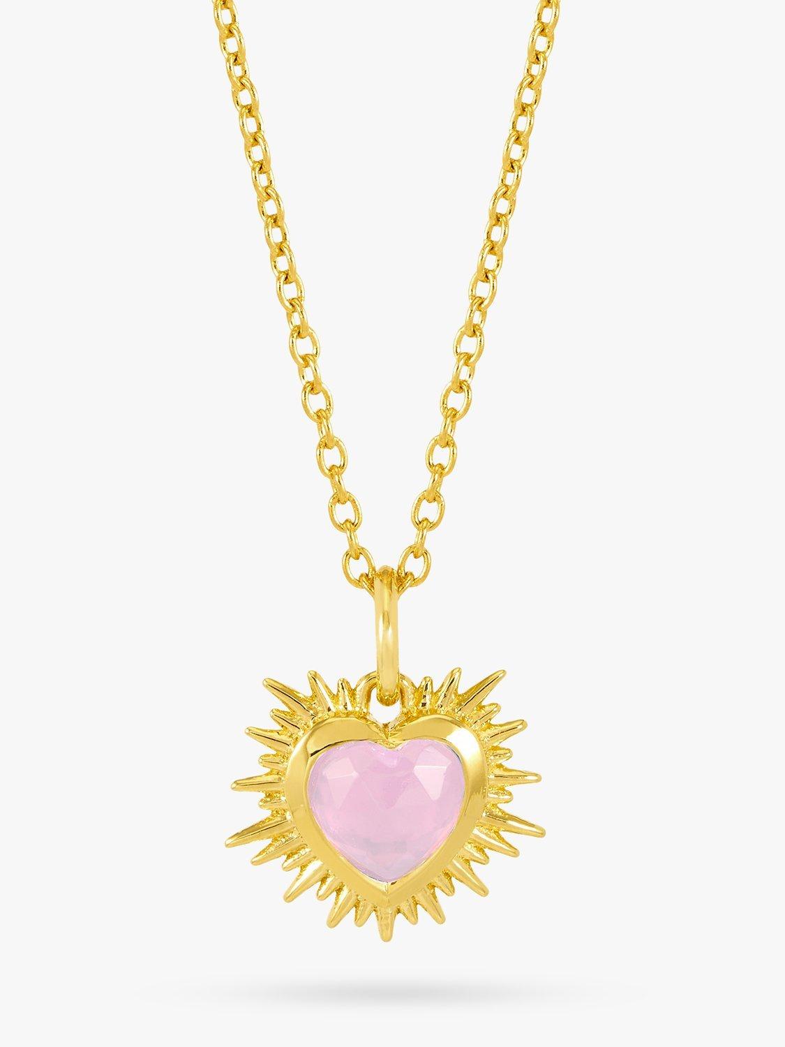 Product image 1 of 4, which shows Rachel Jackson London Personalised Electric Love Birthstone Heart Necklace, Rose Quartz - October