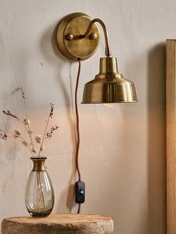 nkuku Nar Small Wall Light, Brass - view 2, Brass