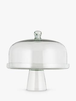 nkuku Banjara Recycled Glass Dome Cake Stand, 30cm, Clear, Clear