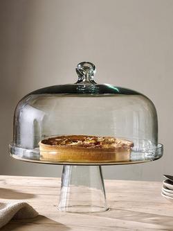 nkuku Banjara Recycled Glass Dome Cake Stand, 30cm, Clear - view 2, Clear