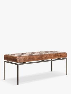 nkuku Nasan Leather Upholstered Bench, Brown