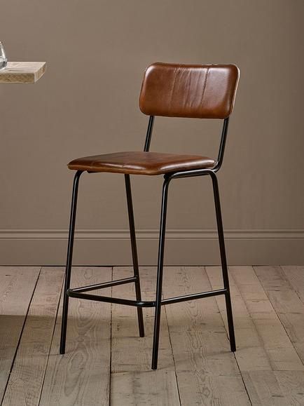 nkuku Ukari Counter Chair - view 2, Aged Tan