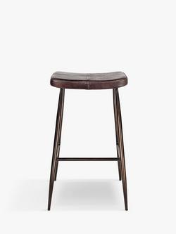 nkuku Samaira Leather Counter Stool, Dark Brown