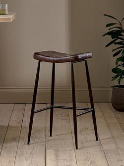 nkuku Samaira Leather Counter Stool - view 2, Dark Brown