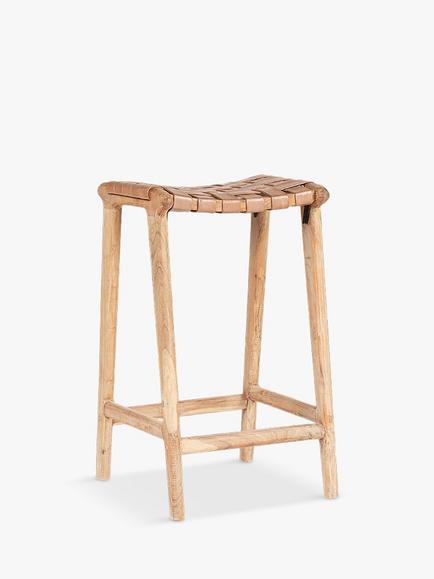 nkuku Adembi Goat Leather Counter Stool, Brown