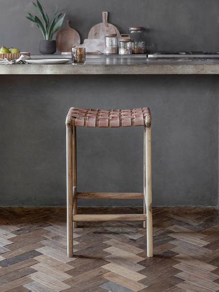nkuku Adembi Goat Leather Counter Stool - view 2, Brown
