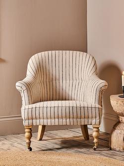 nkuku Sanja Stripe Armchair, Light Leg, Grey - view 2, Grey