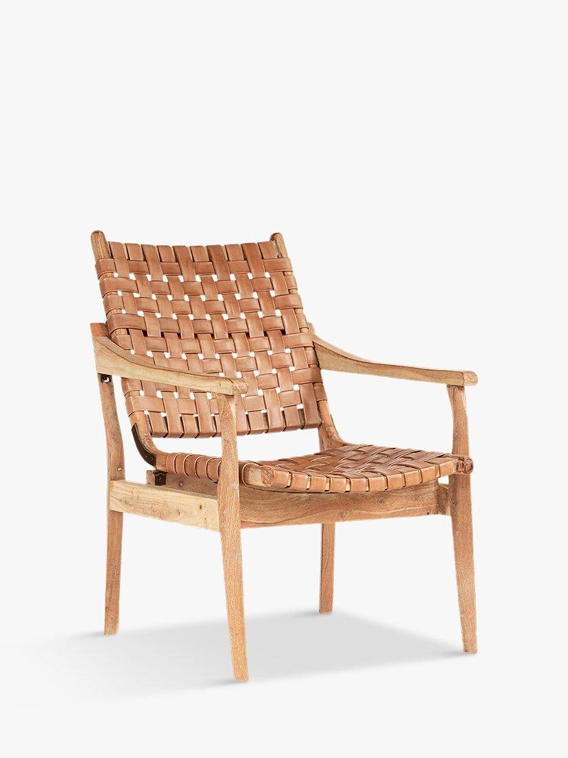 Adembi Range, Nkuku Adembi Woven Leather Armchair, Light Leg, Brown