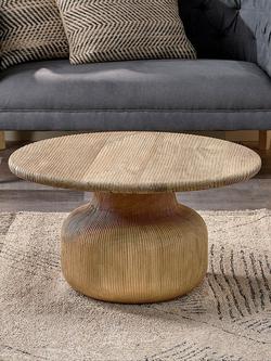 nkuku Vivan Grooved Wood Coffee Table - view 2, Natural