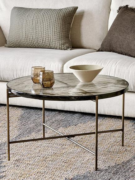 nkuku Aluva Glass Coffee Table - view 2, Brass