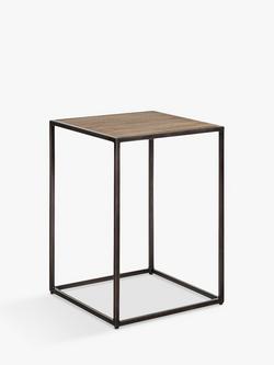 nkuku Rishin Grooved Wood Side Table, Natural