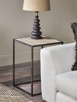 nkuku Rishin Grooved Wood Side Table - view 2, Natural