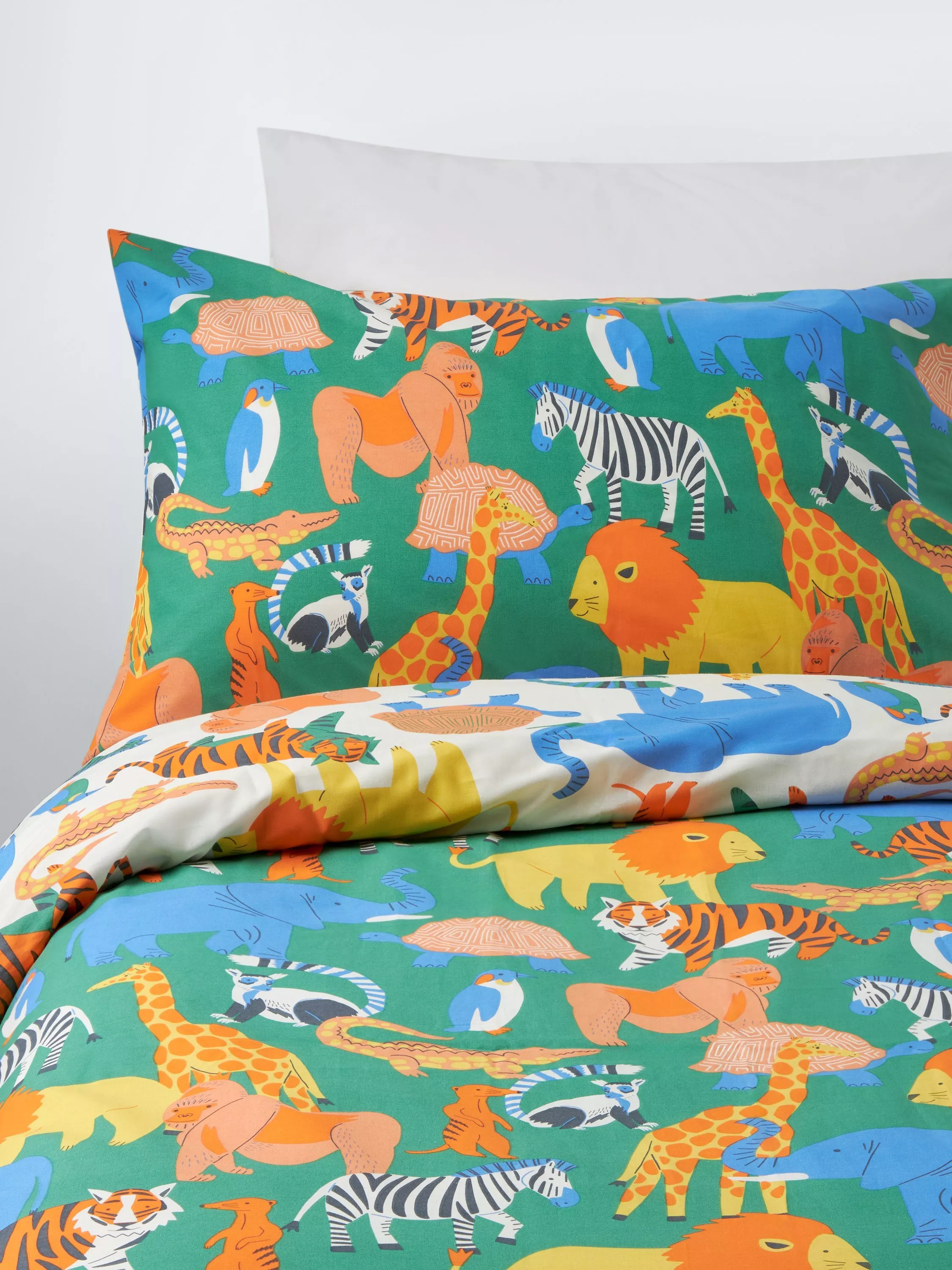 John Lewis Kids Animal Park Duvet Cover and Pillowcase Set Multi