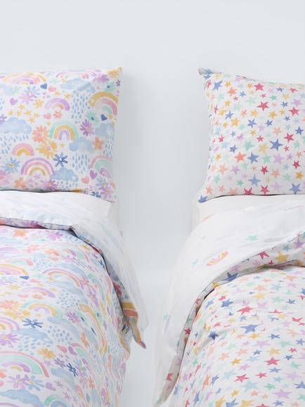 John Lewis Kids' Rainbow and Star Duvet Cover and Pillowcase Set, Single, Pack of 2, Multi