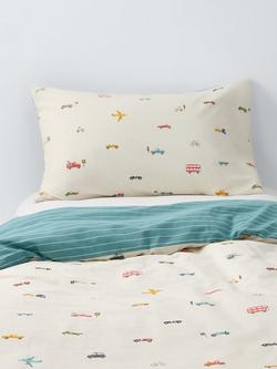 John Lewis Transport Reversible Duvet Cover and Pillowcase Set, Multi, Multi