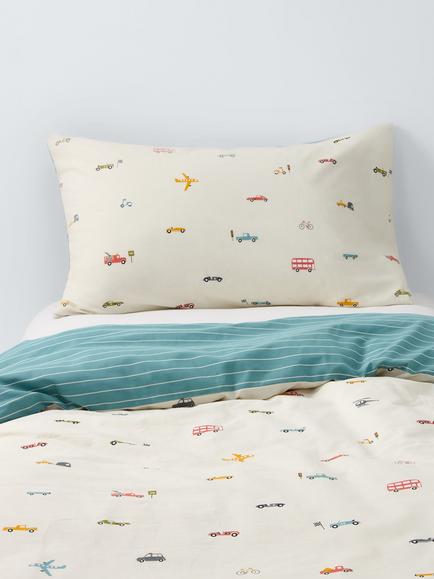 John Lewis Transport Reversible Duvet Cover and Pillowcase Set, Multi, Multi