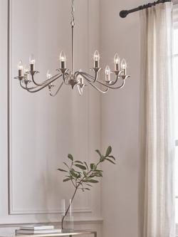 John Lewis Wakefield 10 Arm Chandelier Ceiling Light, Satin Nickel - view 2, Nickle