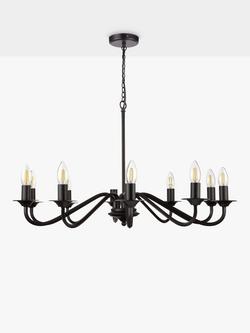 John Lewis Wakefield 10 Arm Ceiling Light, Matt Black, Black