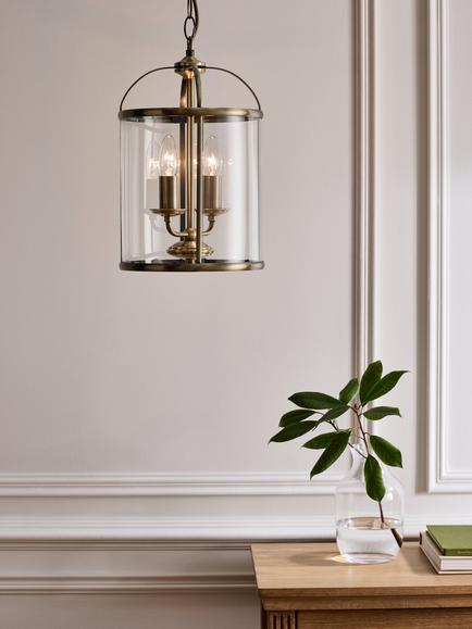 John Lewis Walker 2 Light Ceiling Lantern - view 2, Brass