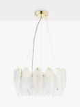 John Lewis Frosted Feathers Pendant Ceiling Light, Antique Brass