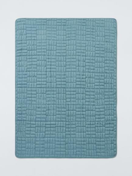 John Lewis Kids' Geo Quilted Blanket - view 2, Teal