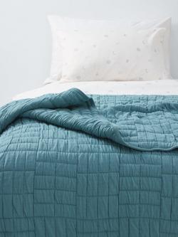 John Lewis Kids' Geo Quilted Blanket, Teal