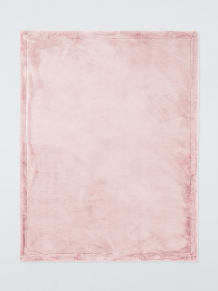 John Lewis Kids' Faux Fur Blanket - view 2, Pink
