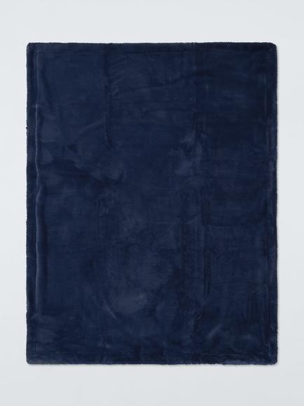 John Lewis Kids' Faux Fur Blanket - view 2, Navy