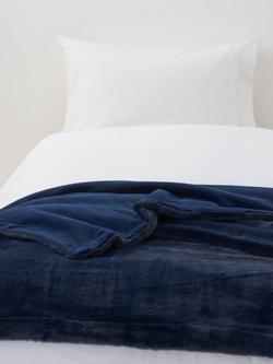 John Lewis Kids' Faux Fur Blanket, Navy