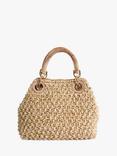 Dune Deltaz Woven Raffia Bamboo Top Handle Bag, Blush/Multi