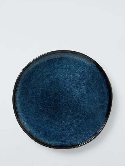 John Lewis Iver Reactive Glaze Stoneware Side Plate, 21cm, Blue, 